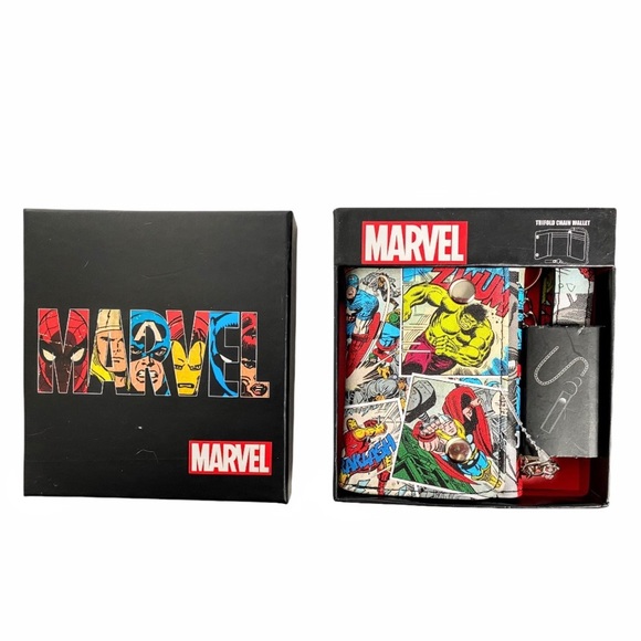 NWT In Gift Box: Marvel Comics Trifold Chain Wallet - Picture 2 of 8
